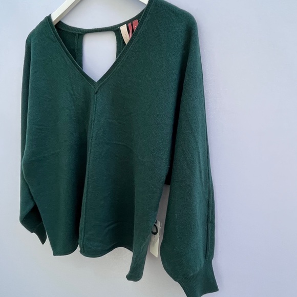 Last ONE Anthro  Pilcro The Back Out and About Do Green Cashmere Sweater size S - Picture 8 of 10